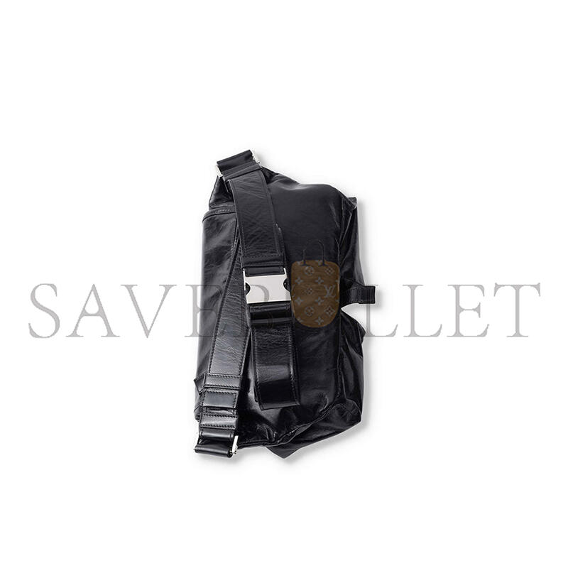 Pra*a patch pocket leather shoulder bag 2vh174 (24*18*5.5cm)